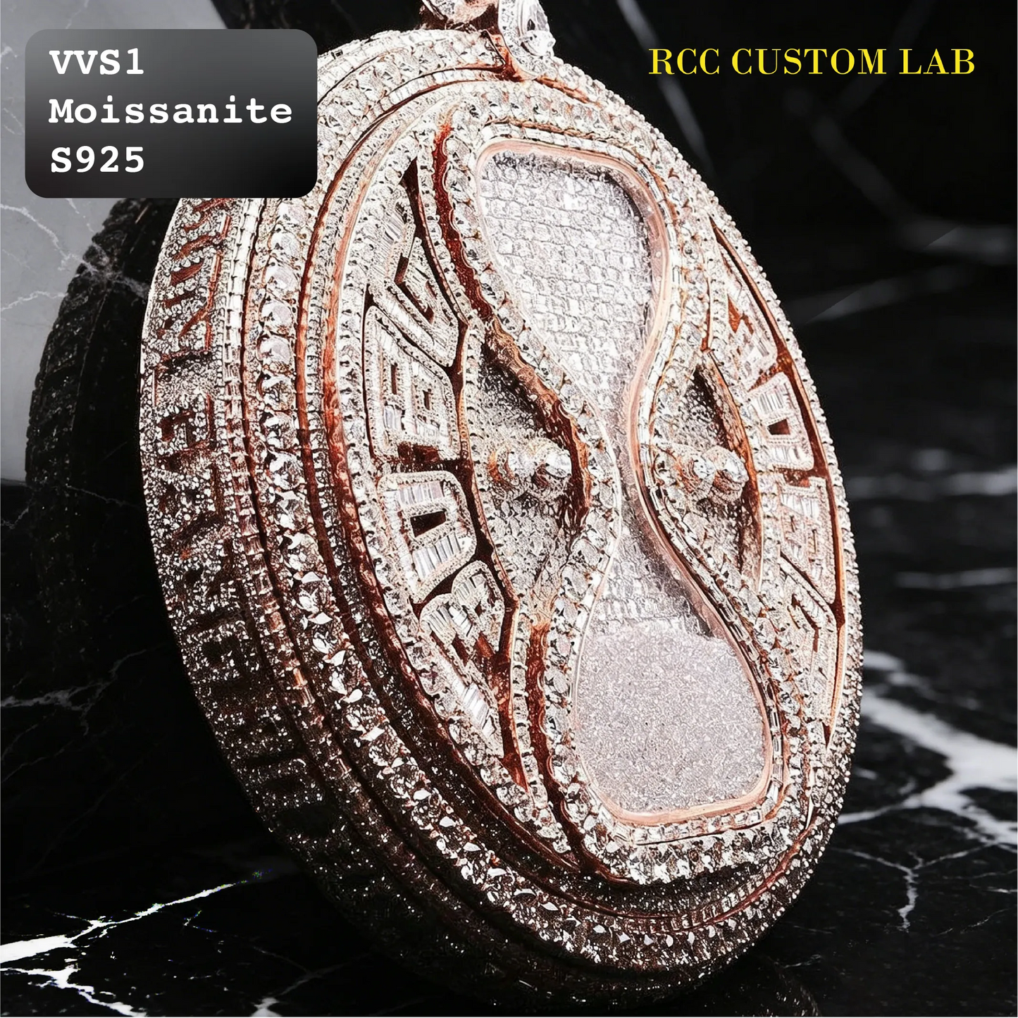 Iced Out Moissanite Hourglass Pendant【R128】
