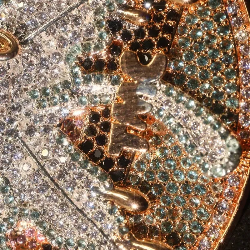 Iced Out Custom Dripping Weed Leaf Moissanite Rose Gold Pendant【R262】