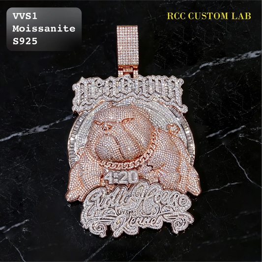 Iced Out Moissanite Alabama Exotic Kennel Bulldog Pendant【R102】