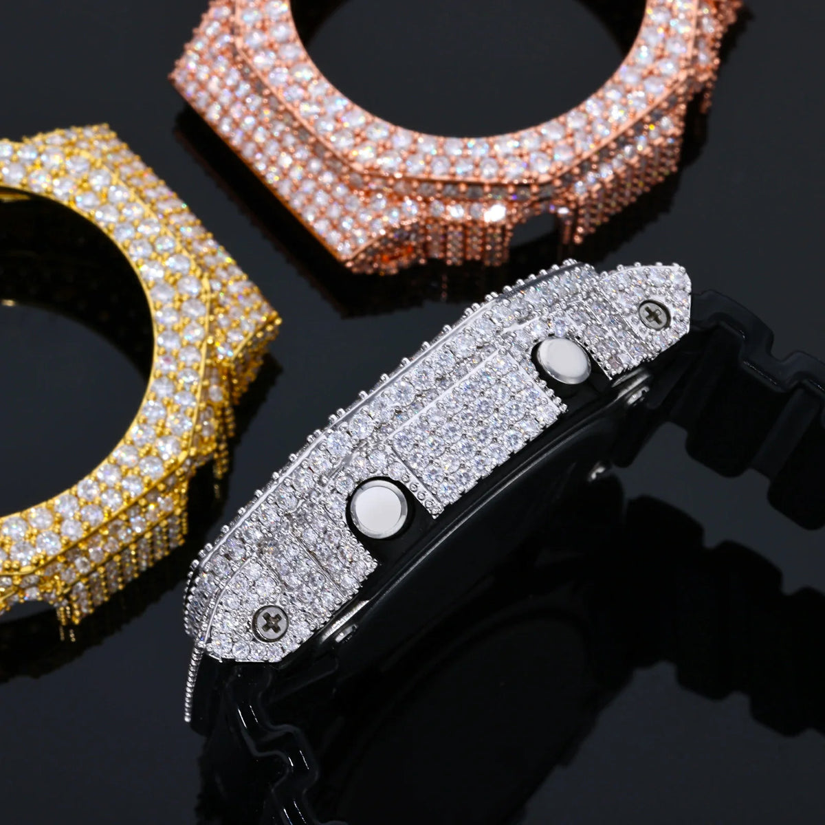 Iced Out 2 Rows Moissanite Bust Down Bezel for GA2100