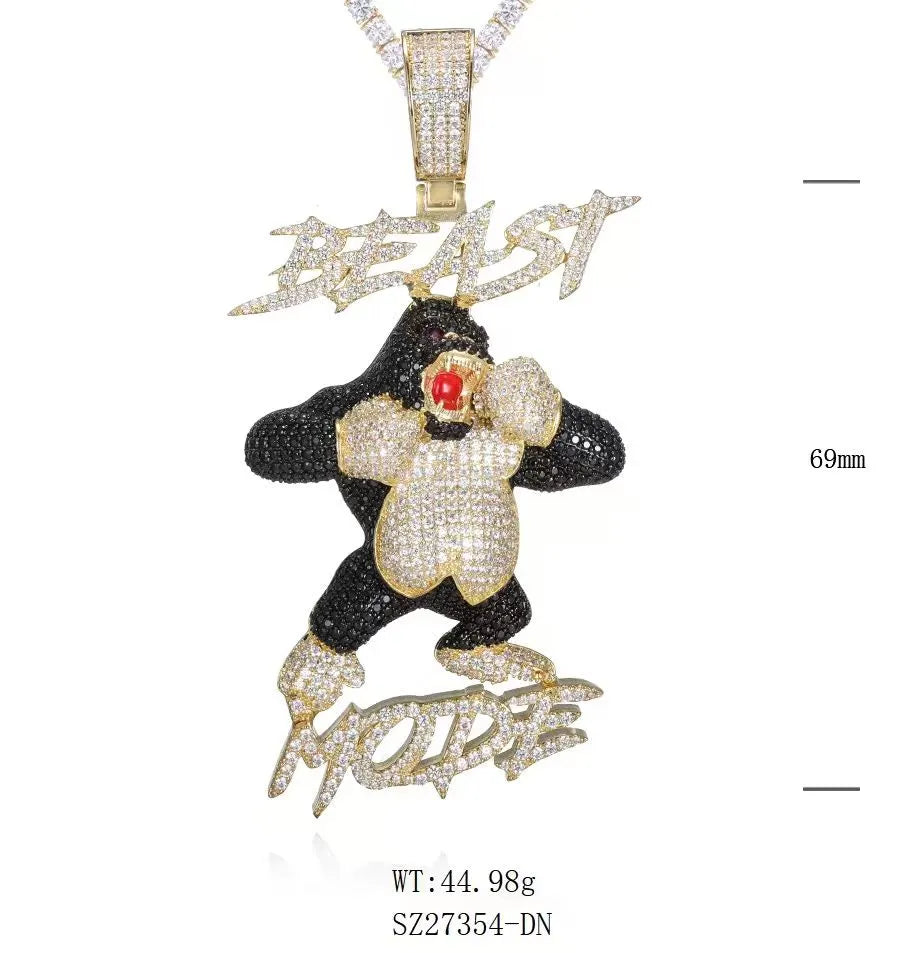Beast Mode Gorilla Moissanite Hip Hop Pendant【A268】