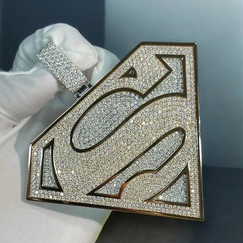 Iced Out Custom S Shield Moissanite Hip Hop Pendant【R227】