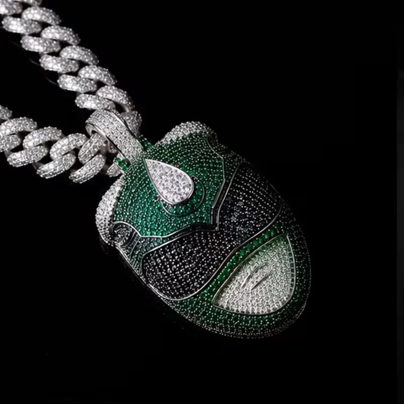 Iced Out Green Ranger Helmet Moissanite Hip Hop Pendant【R277】