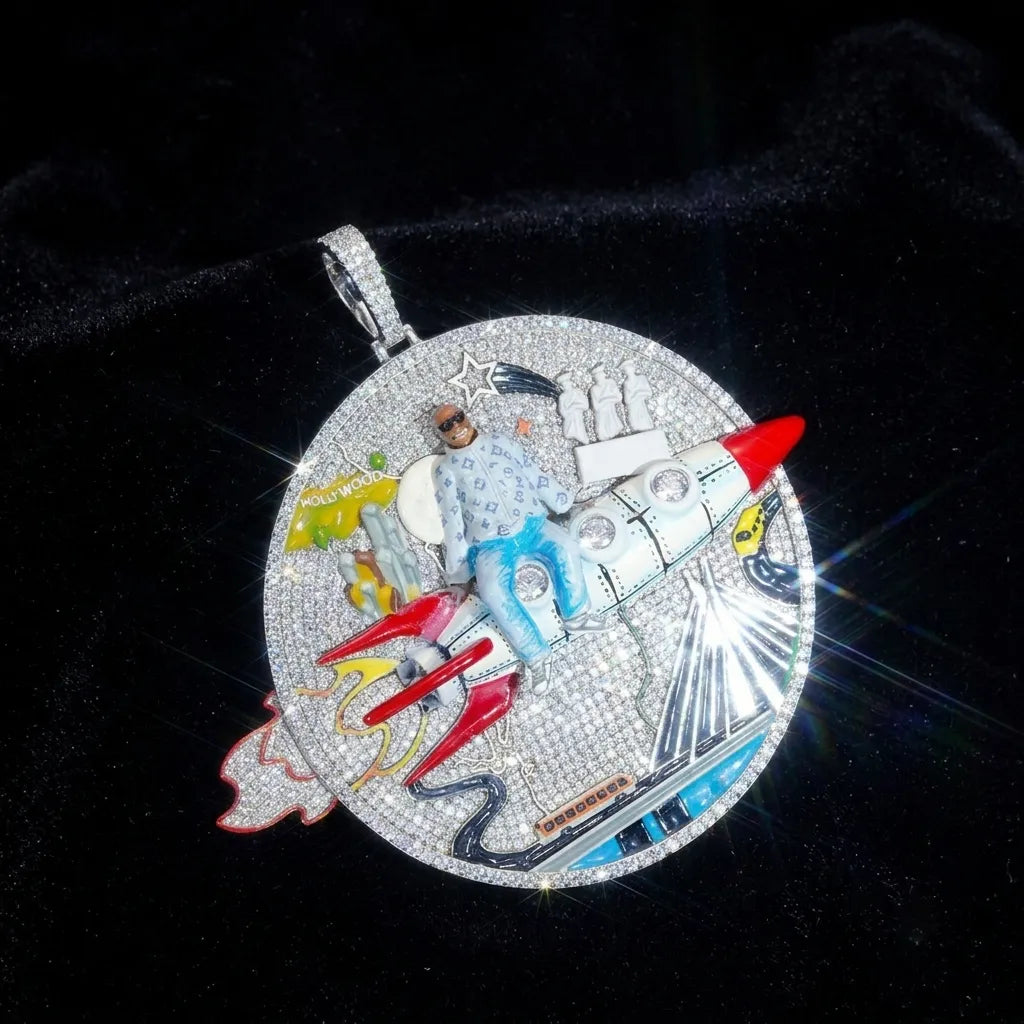Iced Out Rocket Rider Pendant【A222】