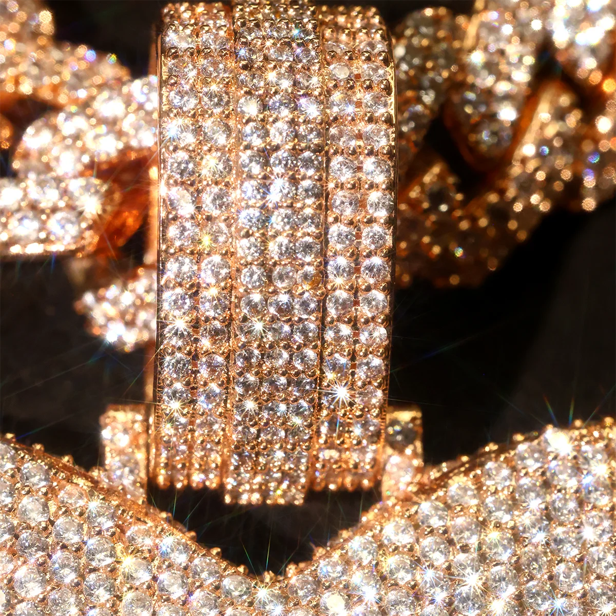 Iced Out Rib Cage Heart Statement Pendant Rose Gold【A244】