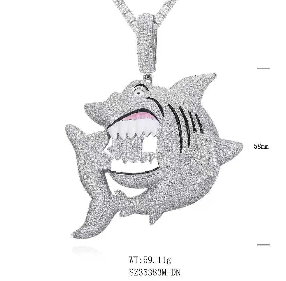 Iced Out Shark Monster Moissanite Hip Hop Pendant【A278】