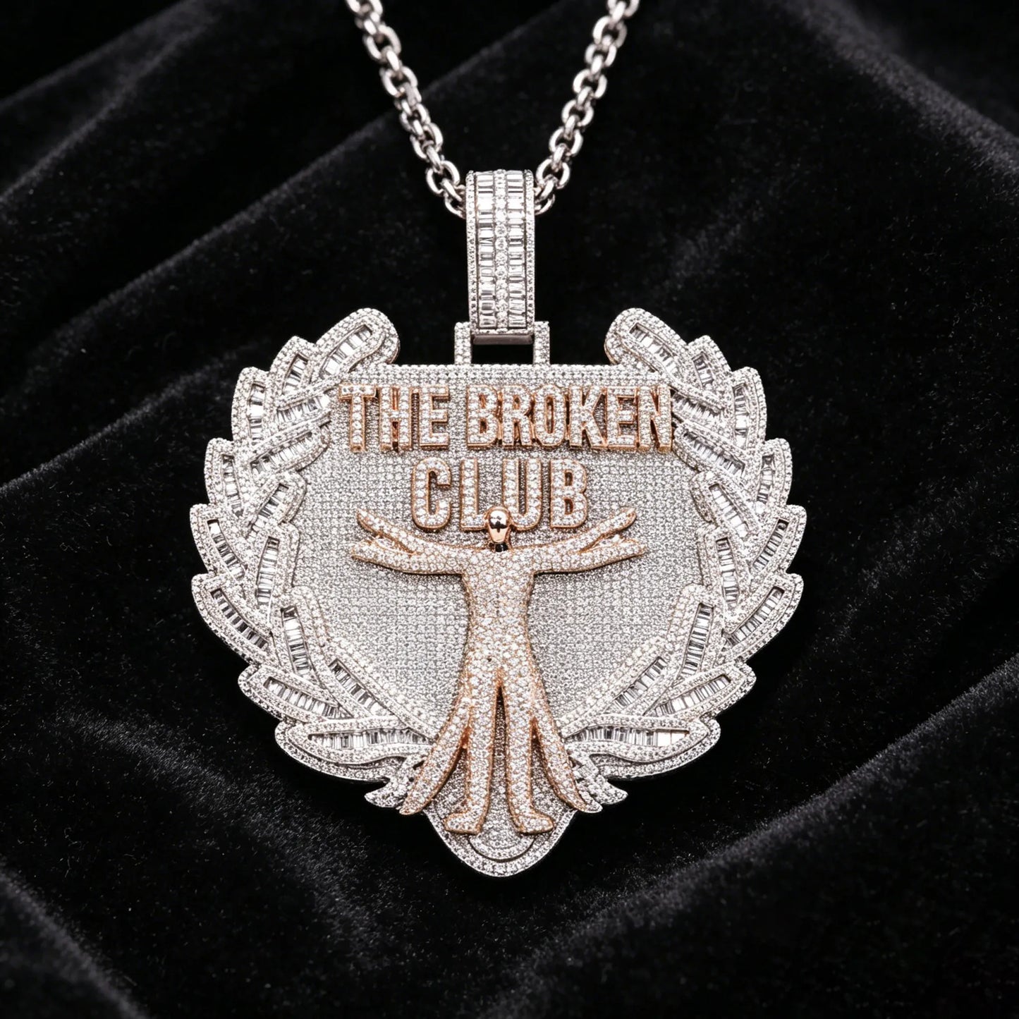 Iced Out Vitruvian Man Pendant Two Tone【A233】