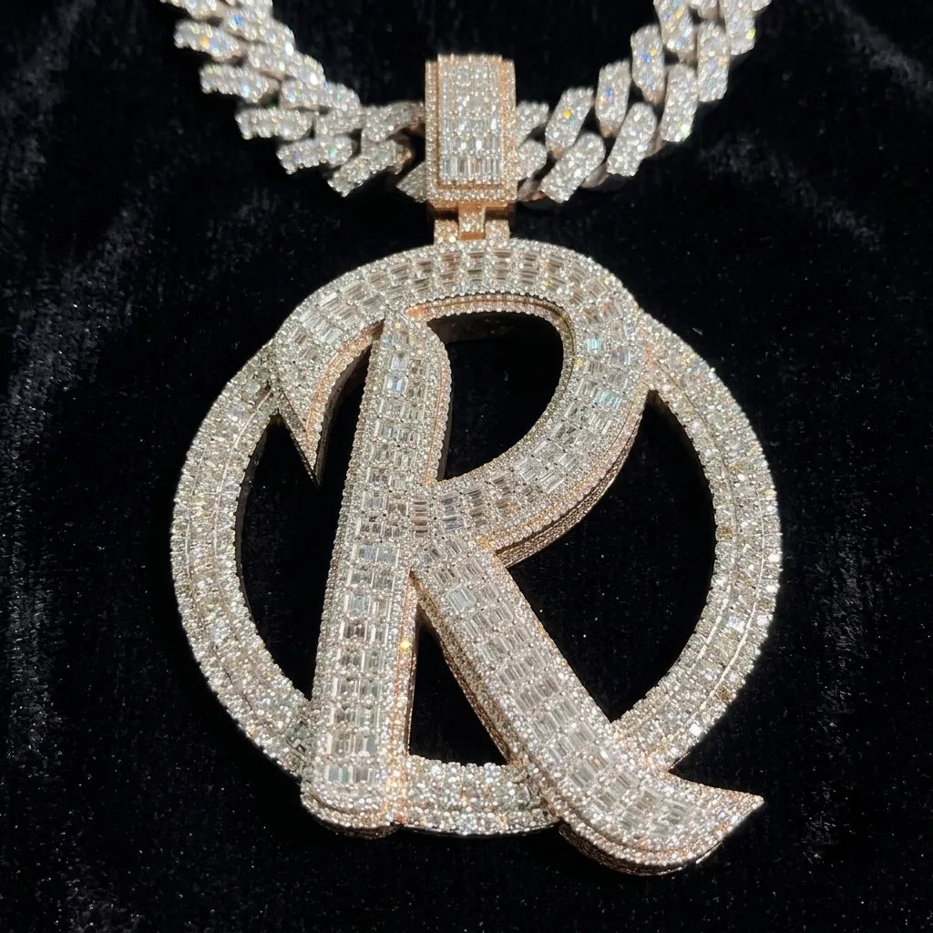 Iced Out Initial RQ Lettering Hip Hop Pendant【A264】