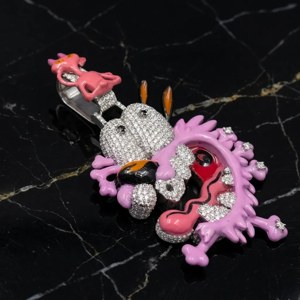 Iced Out Pink Glitch Creature Hip Hop Pendant【R218】