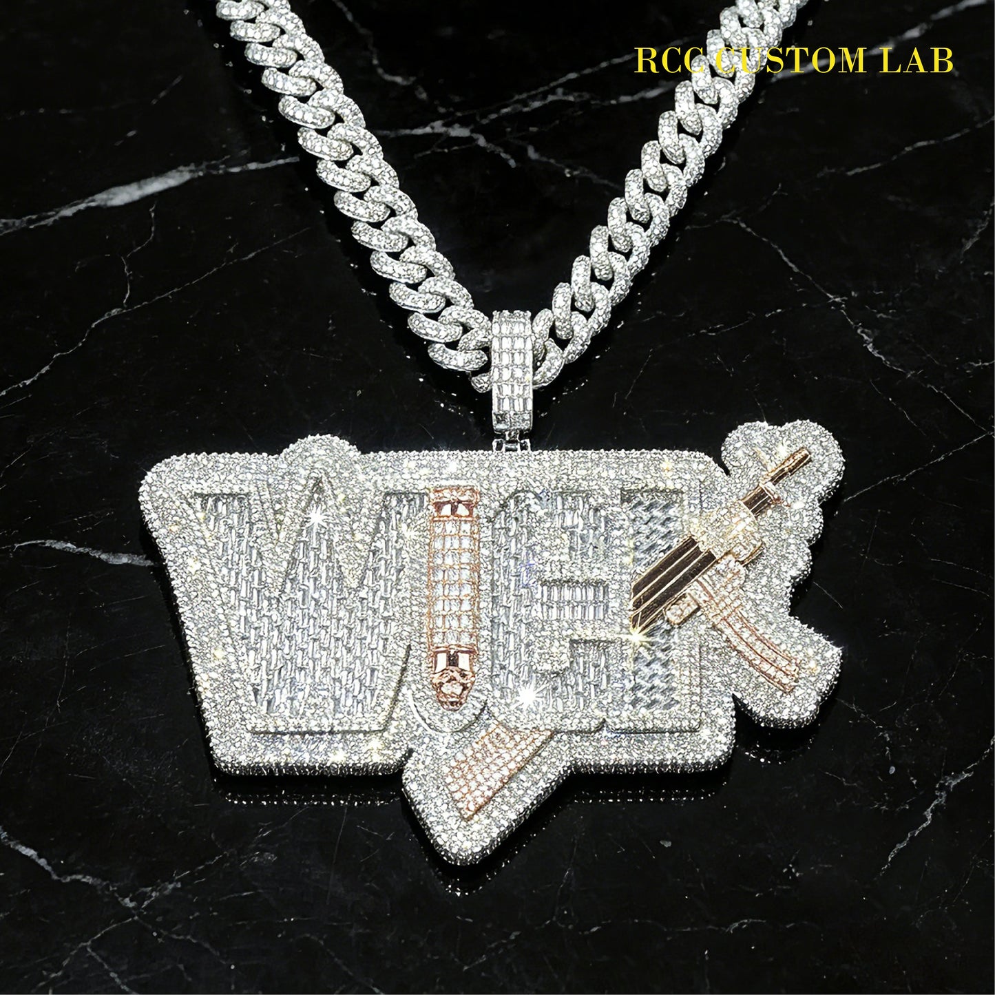 Iced Out Custom "WICK" Wordplate Pendant【R130】