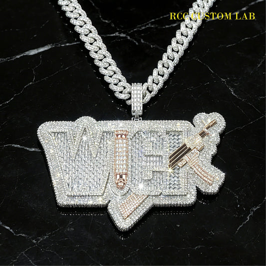 Iced Out Custom "WICK" Wordplate Pendant【R130】