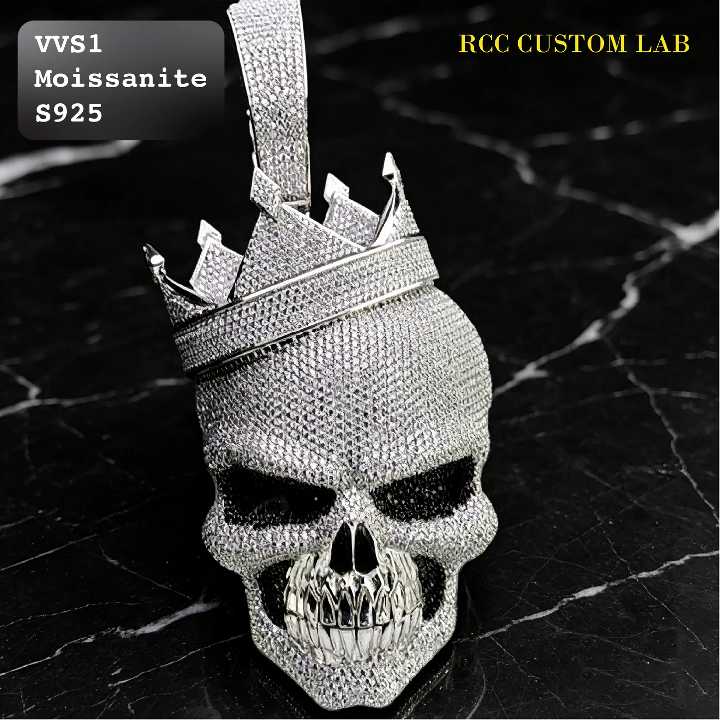 Iced Out Moissanite 3D King Skull Pendant【R131】