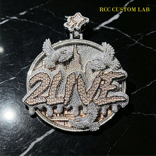 Iced Out Custom "2LIVE" Cityscape Pendant【R133】