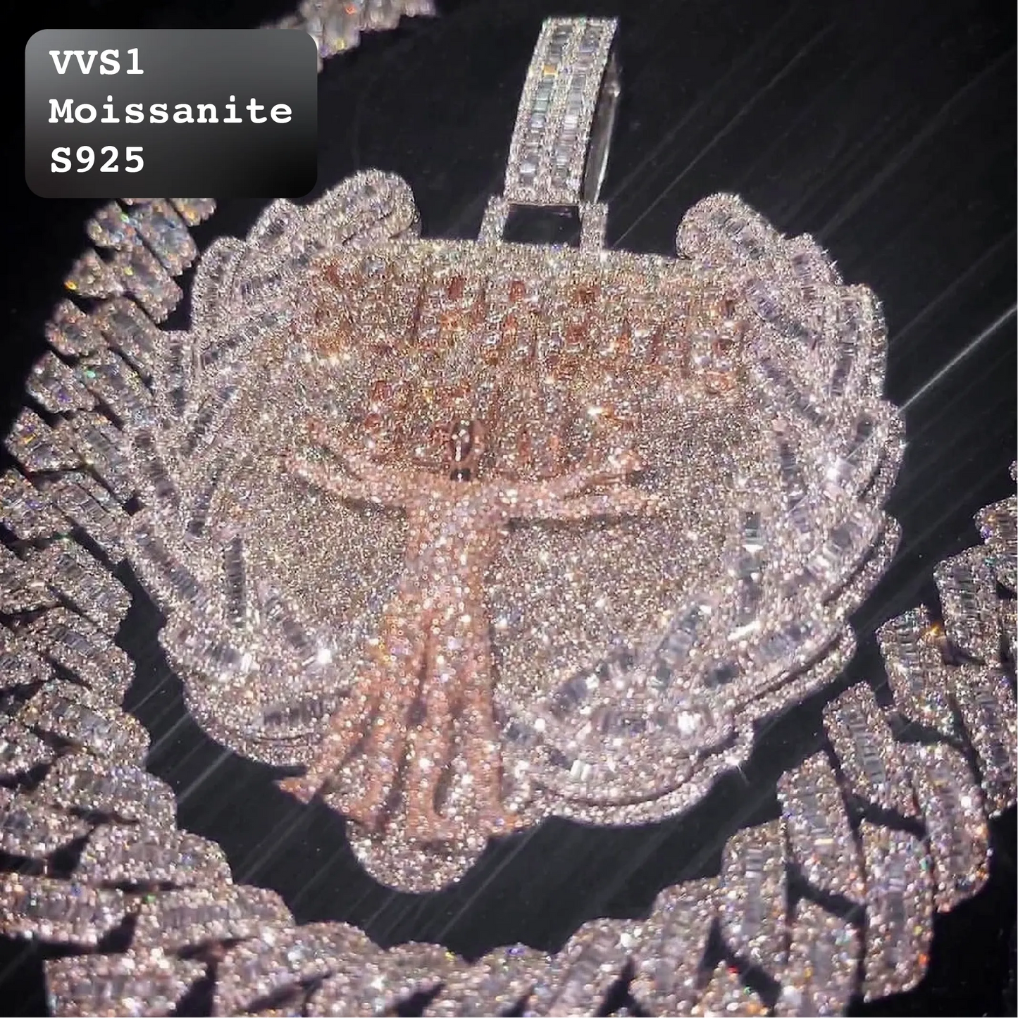 Iced Out Moissanite Vitruvian Man Pendant Two Tone【A233】