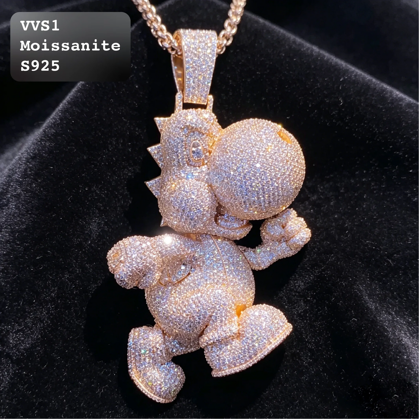 Iced Out Moissanite Yoshi Character Pendant【A234】