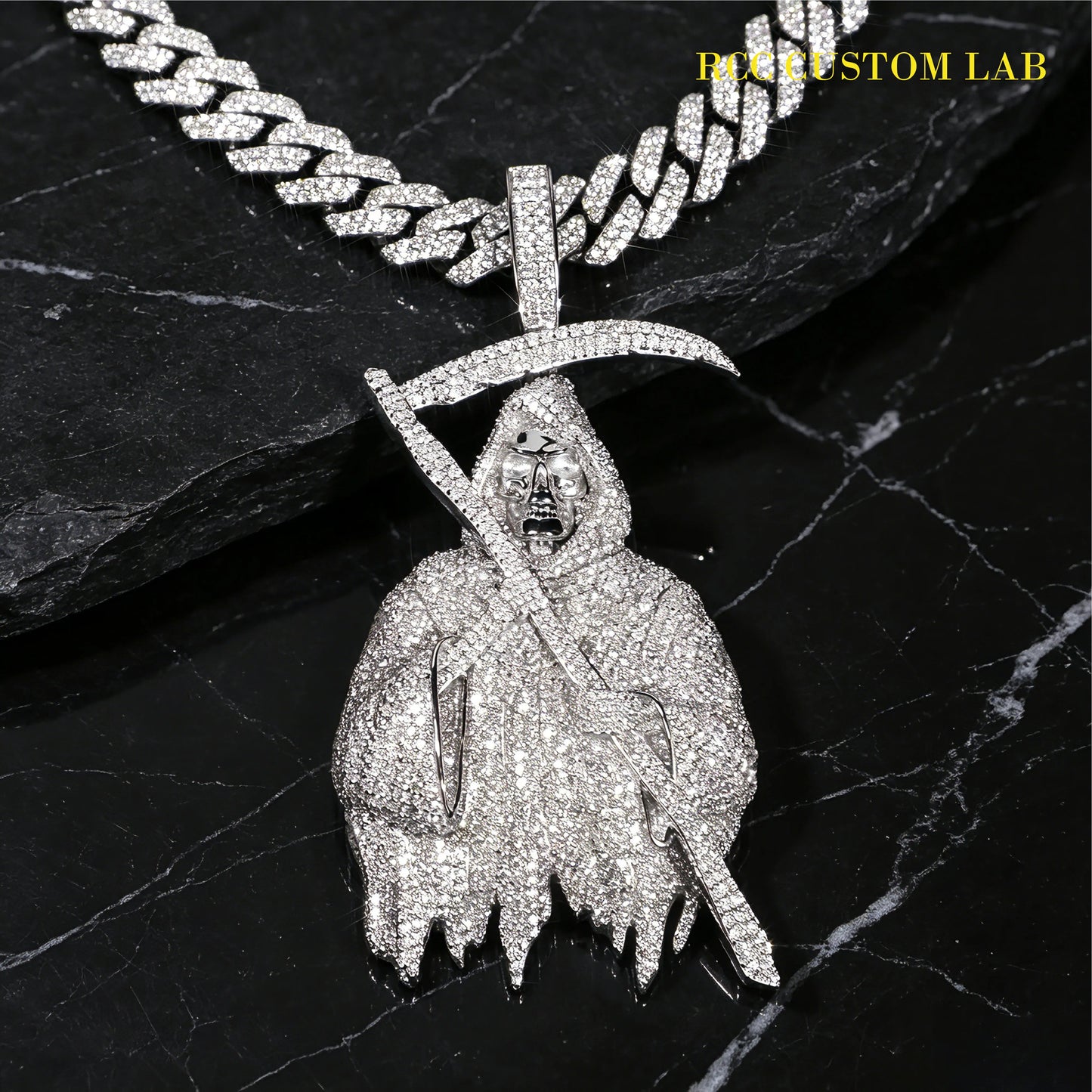 Iced Out 3D Grim Reaper Pendant【R137】