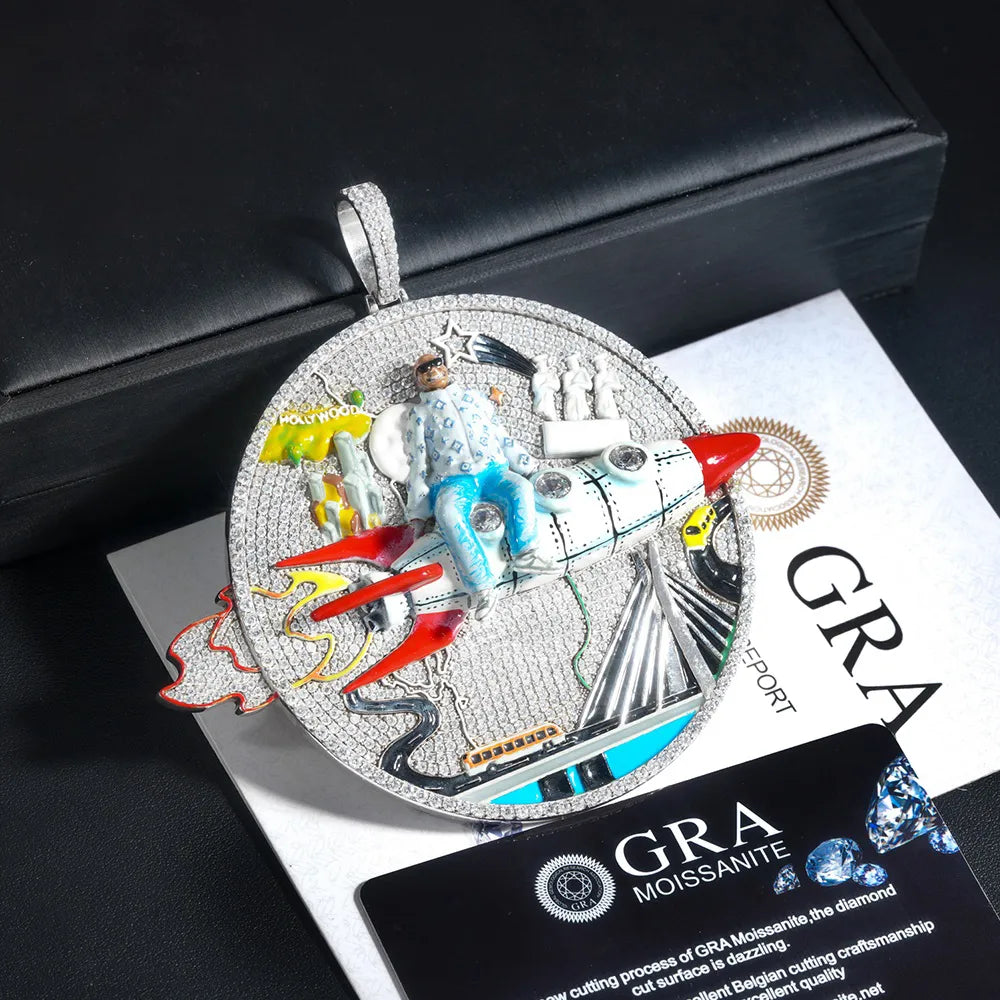 Iced Out Rocket Rider Pendant【A222】