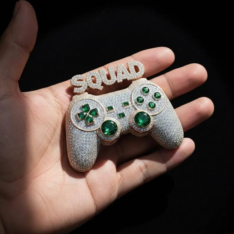 Iced Out Game Controller Custom Lettering Hip Hop Pendant【R208】