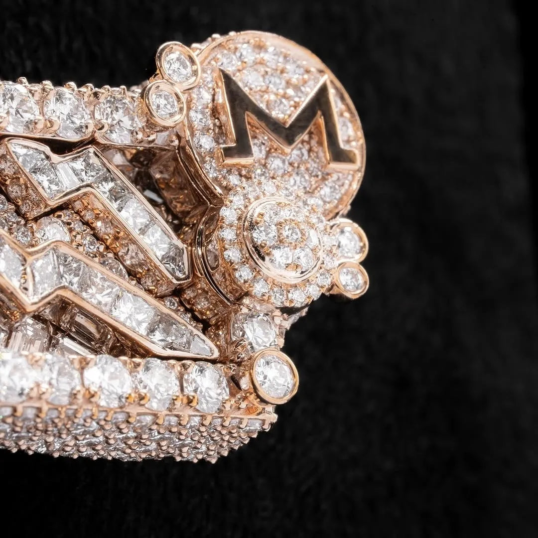 Iced Out Rose Gold Custom Initial L Crypto Hip Hop Pendant【R247】