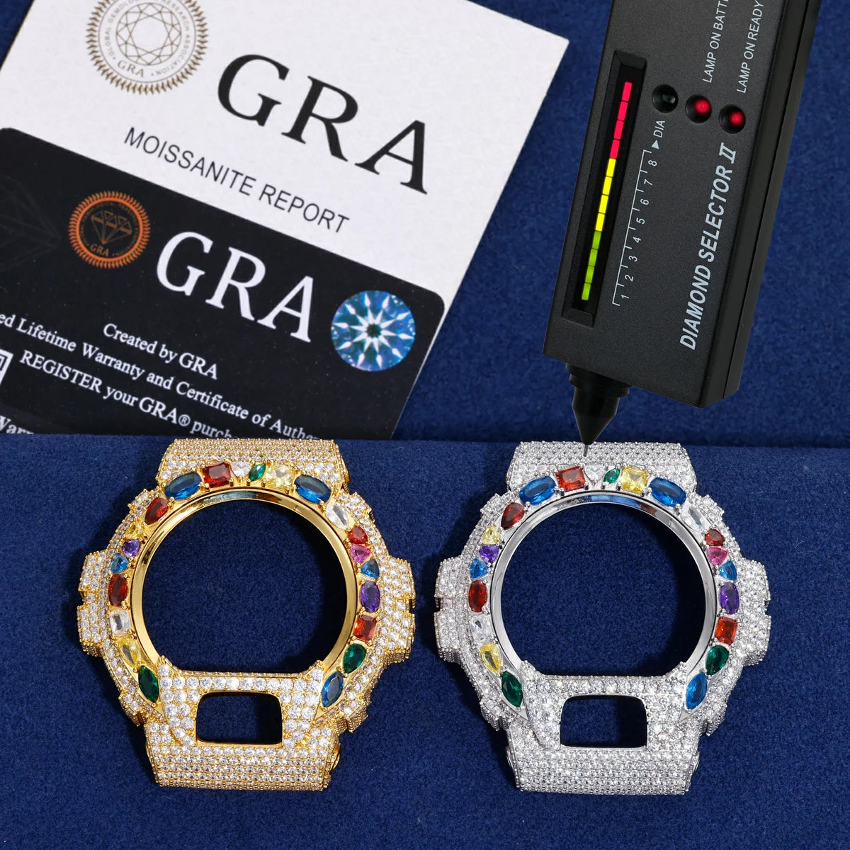 Watch Bezel & Watch Case for DW6900 - Multi Color Gemstone Moissanite S925