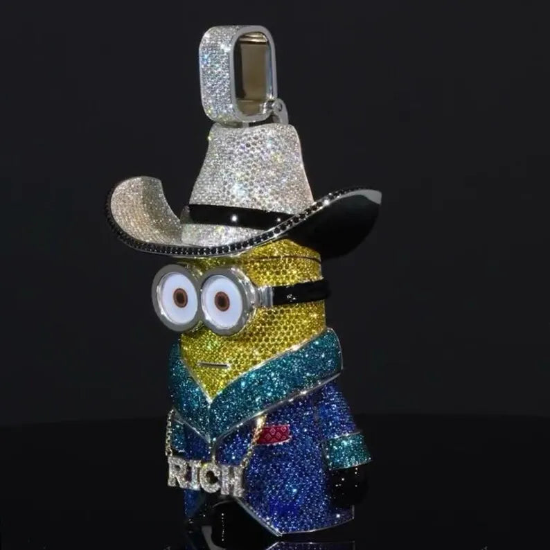 Iced Out Custom Minion Rich Figure Moissanite Hip Hop Pendant【R234】