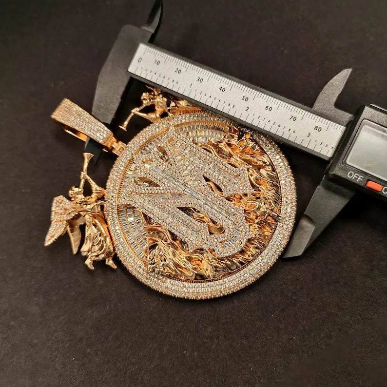Iced Out Rose Gold Custom Initial NM Angels Hip Hop Pendant【R203】