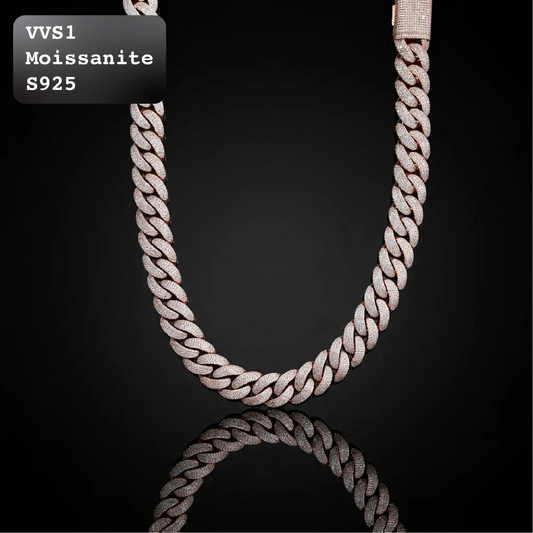 Massive 19mm Moissanite Rose Gold Iced Out Cuban Link Chain (21")【A103】