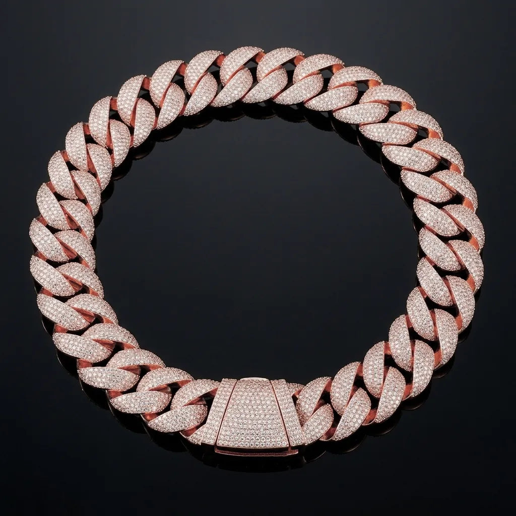 Iced Out Cuban Chain Gold Silver Rose【A127】