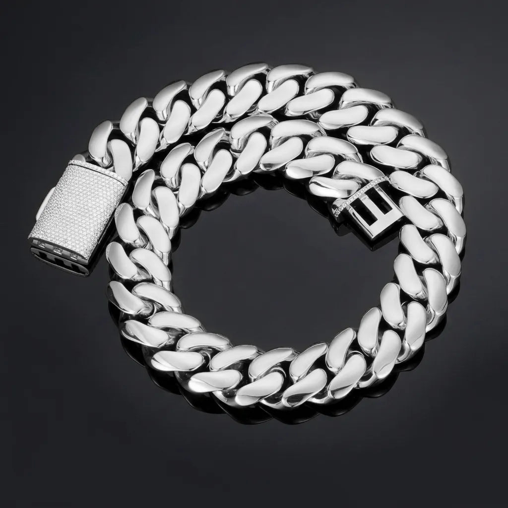 Classic Gold and Silver Cuban Chain Iced Clasp【A124】