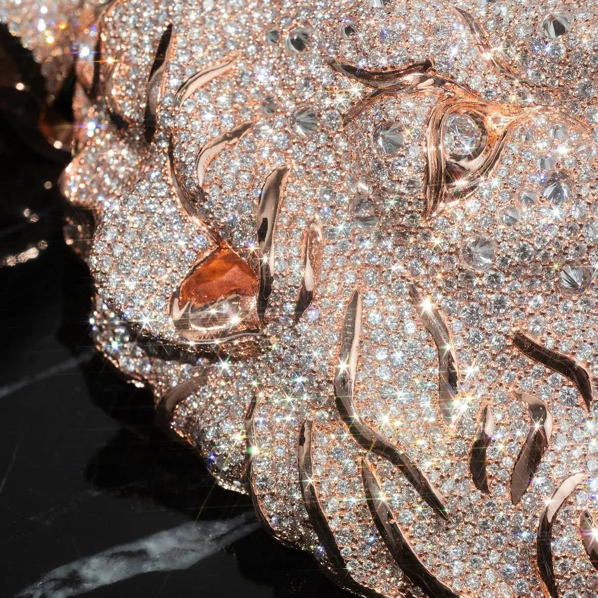 Iced Out Rose Gold Lion Head Custom Hip Hop Pendant【R201】