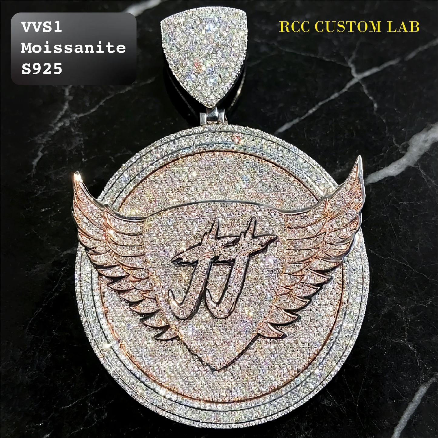 Winged Shield Luxury Hip Hop Moissanite Pendant【R140】