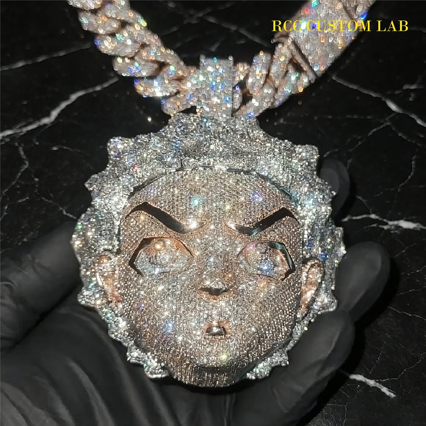 Iced Out 3D Anime Portrait Pendant【R142】