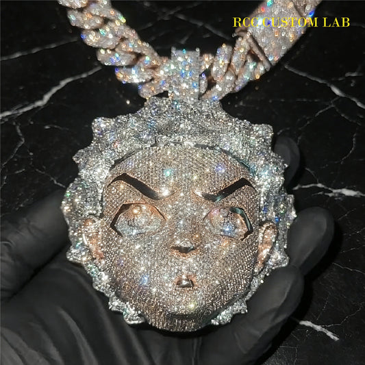 Iced Out 3D Anime Portrait Pendant【R142】