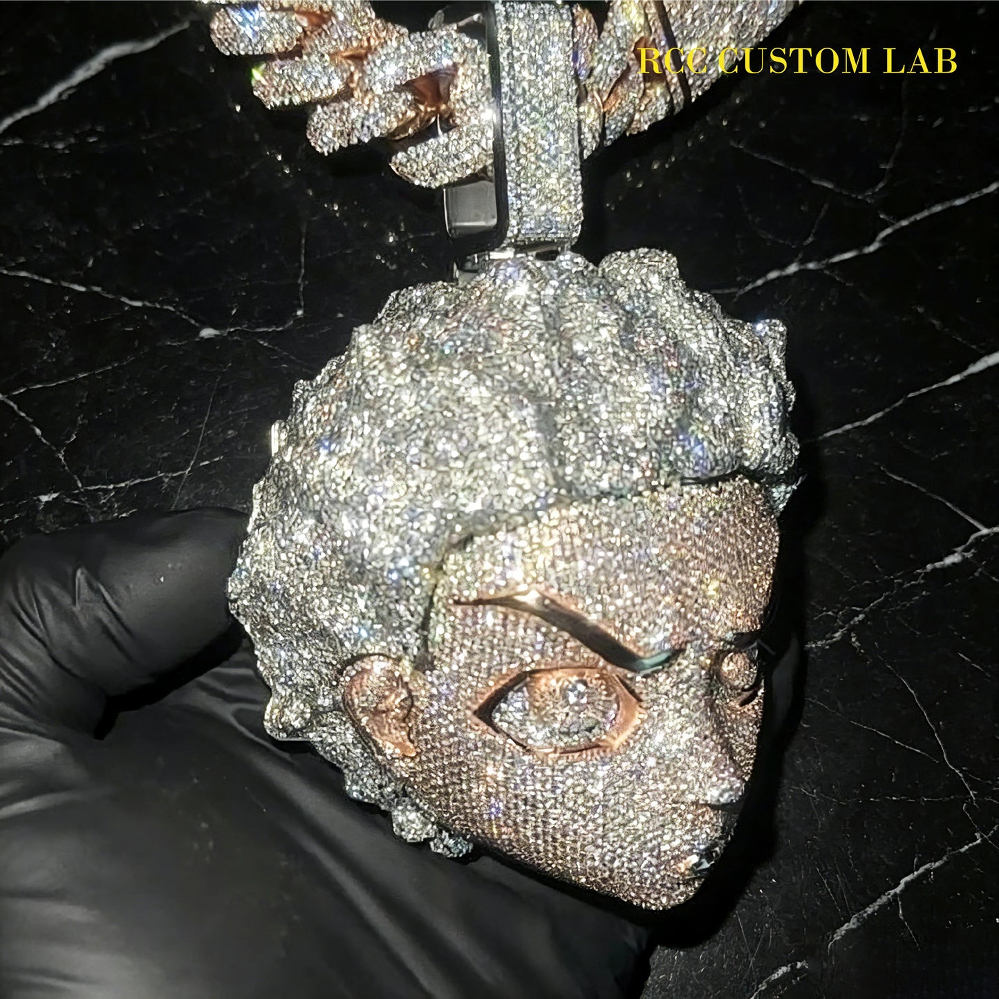 Iced Out 3D Anime Portrait Pendant【R142】