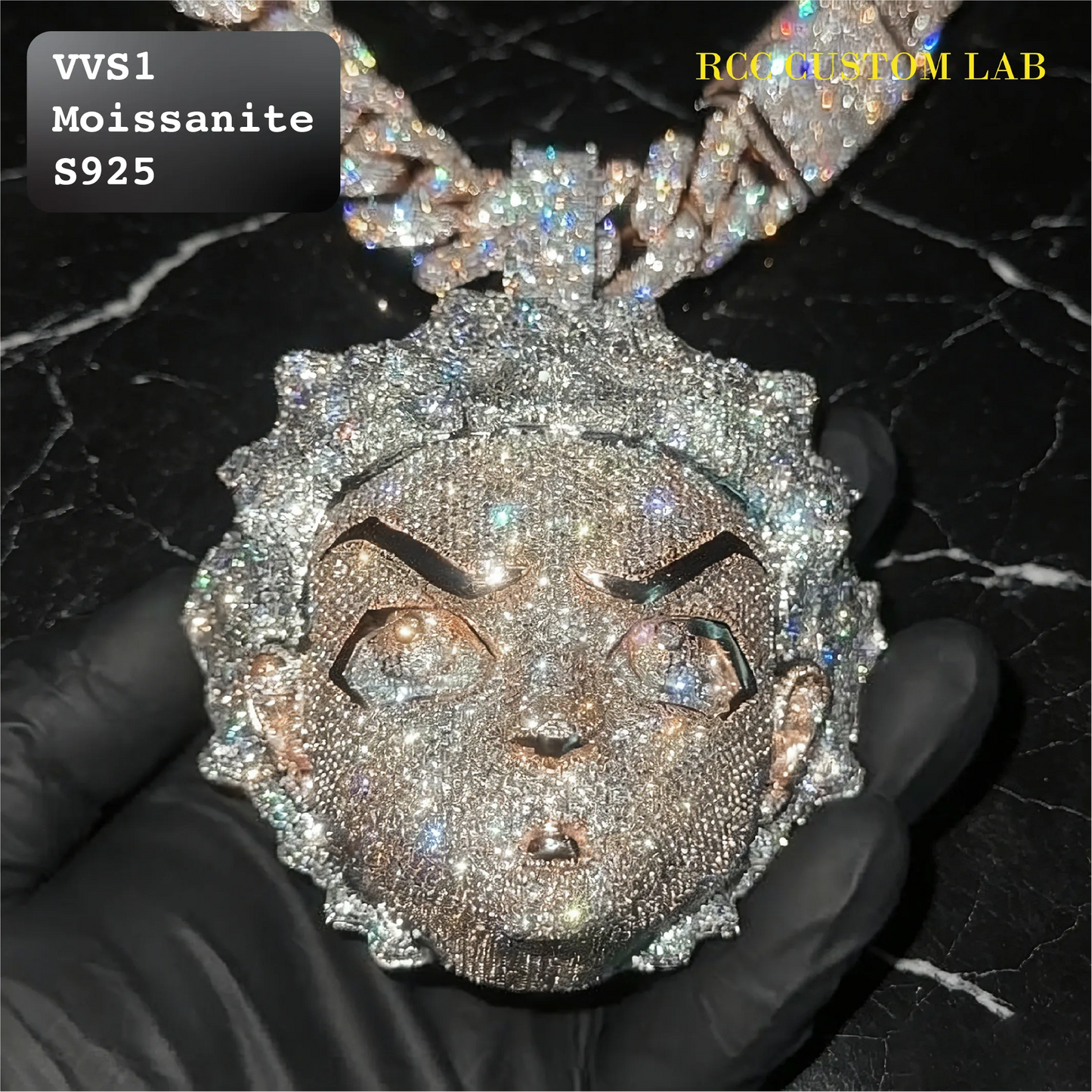 Iced Out Moissanite 3D Anime Portrait Pendant【R142】