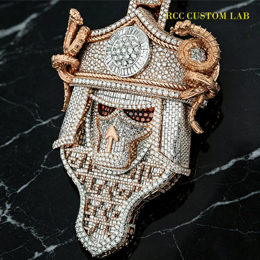 Iced Out 3D Samurai Skull Pendant【R143】