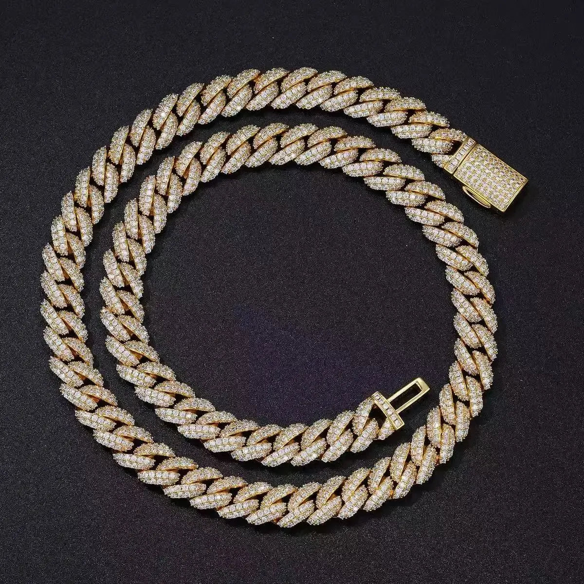 10mm Classic Iced Out Miami Cuban Chain Tri-Color【A149】