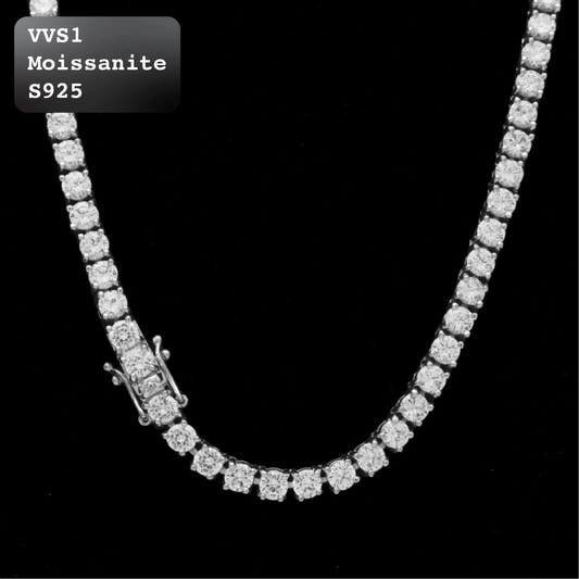 Classic 5mm Iced Out Moissanite Tennis Chain Gold And Silver【A145】