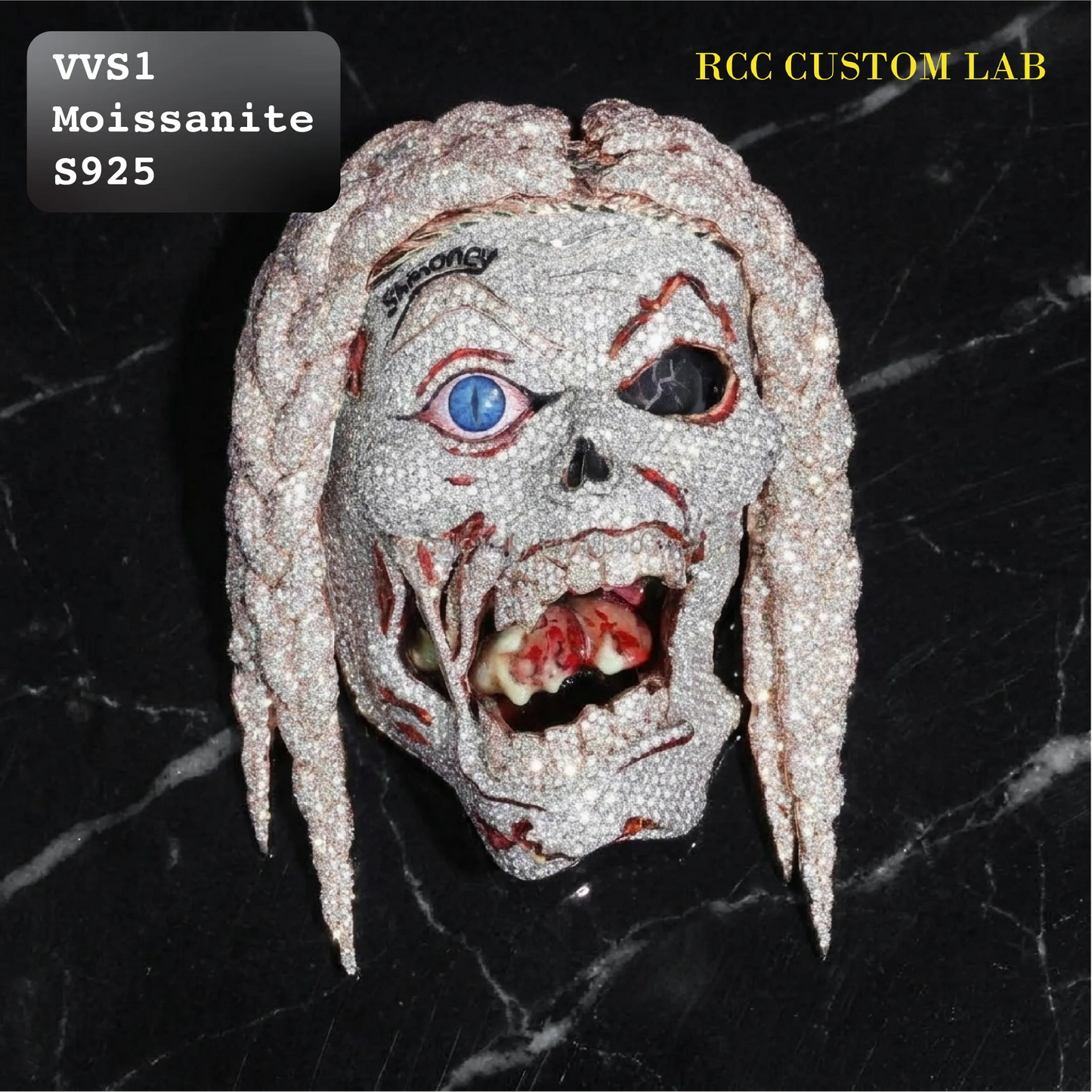 Iced Out Moissanite 3D Zombie Portrait Pendant【R147】