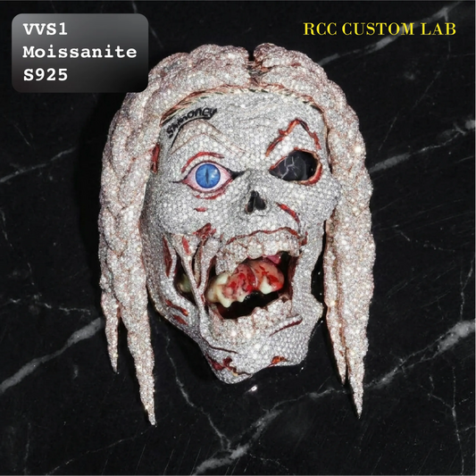 Iced Out Moissanite 3D Zombie Portrait Pendant【R147】