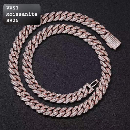 Moissanite Iced Out 10mm Miami Cuban Chain Tri-Color【A149】