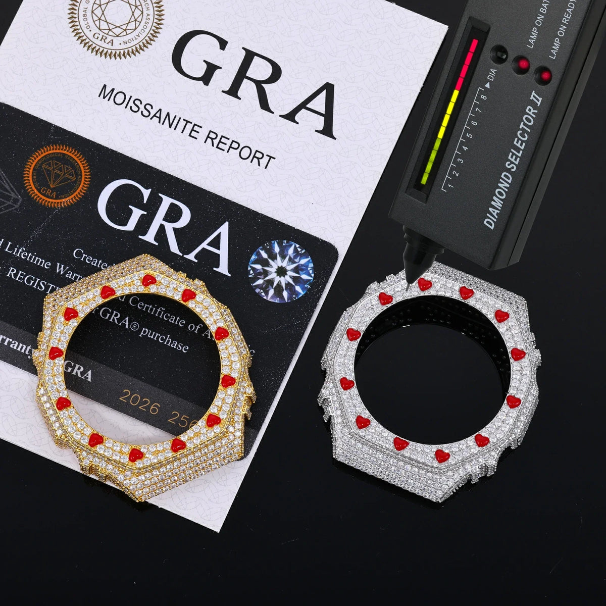 Iced Out Moissanite Red Heart Bust Down Bezel for GA2100