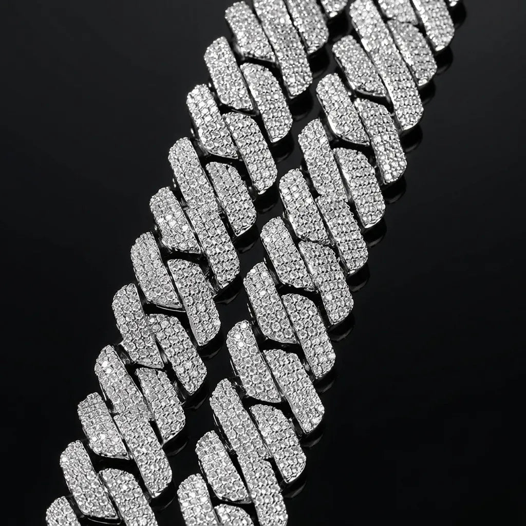 20mm Iced Out Prong Spiked Cuban Chain Gold Silver Rose【A129】