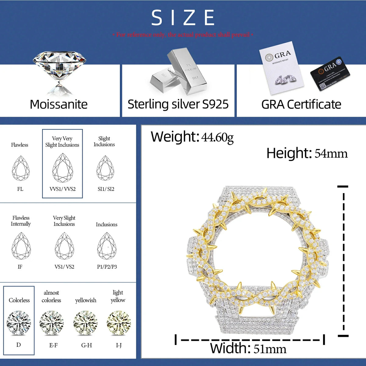 S925 Moissanite Twist Thorn Watch Case for DW6900 SERIES