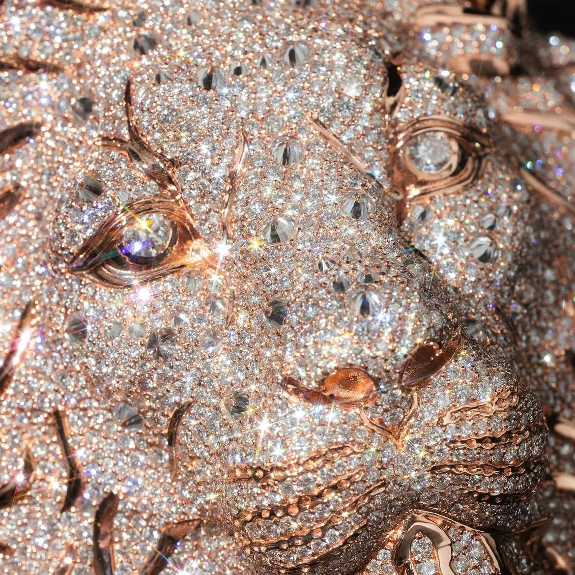 Iced Out Rose Gold Lion Head Custom Hip Hop Pendant【R201】