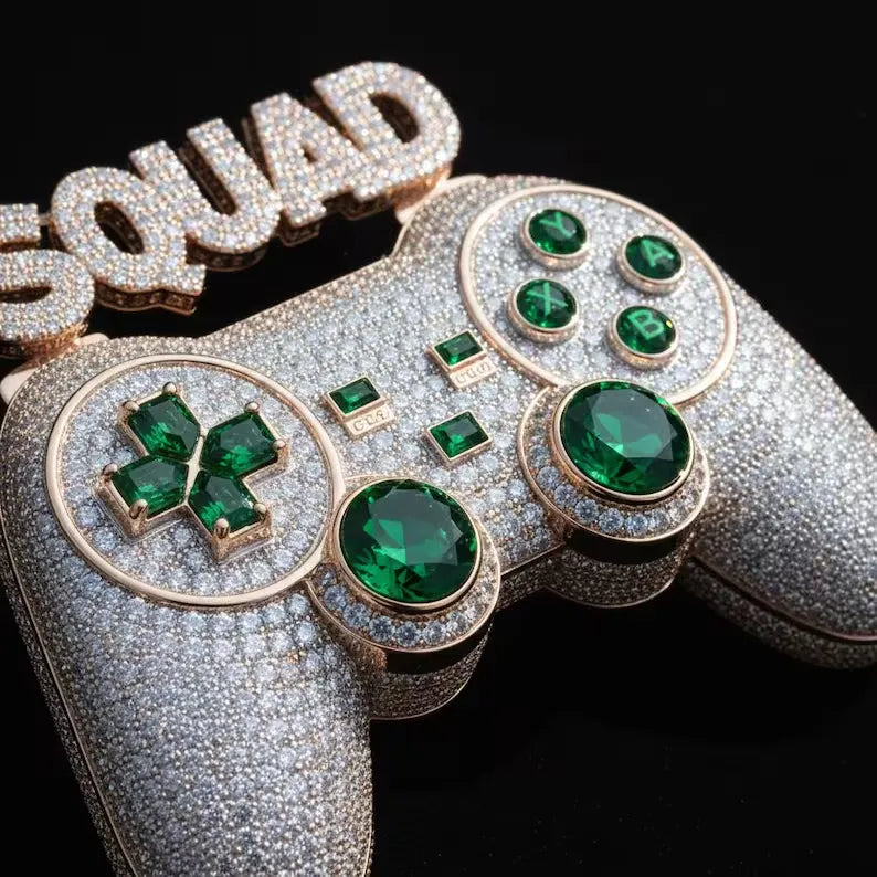 Iced Out Game Controller Custom Lettering Hip Hop Pendant【R208】