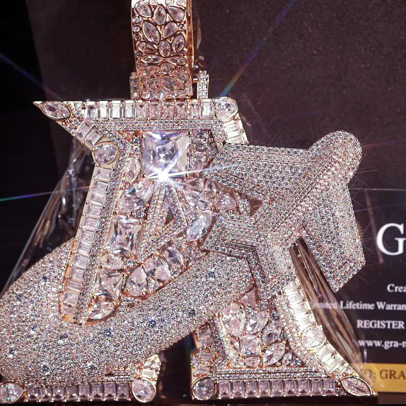 Iced Out Gold Multi Shape VVS Lettering Hip Hop Pendant【R205】