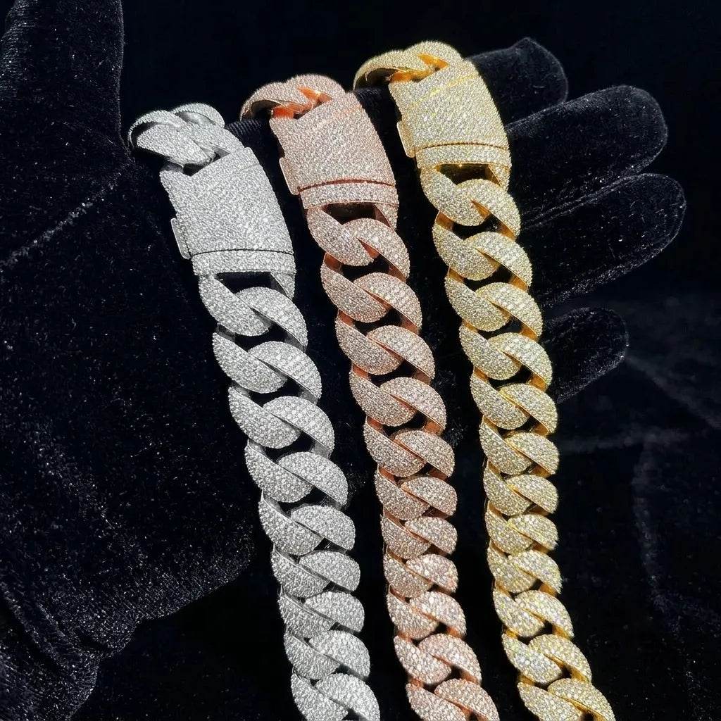 Iced Out Cuban Chain Gold Silver Rose【A127】
