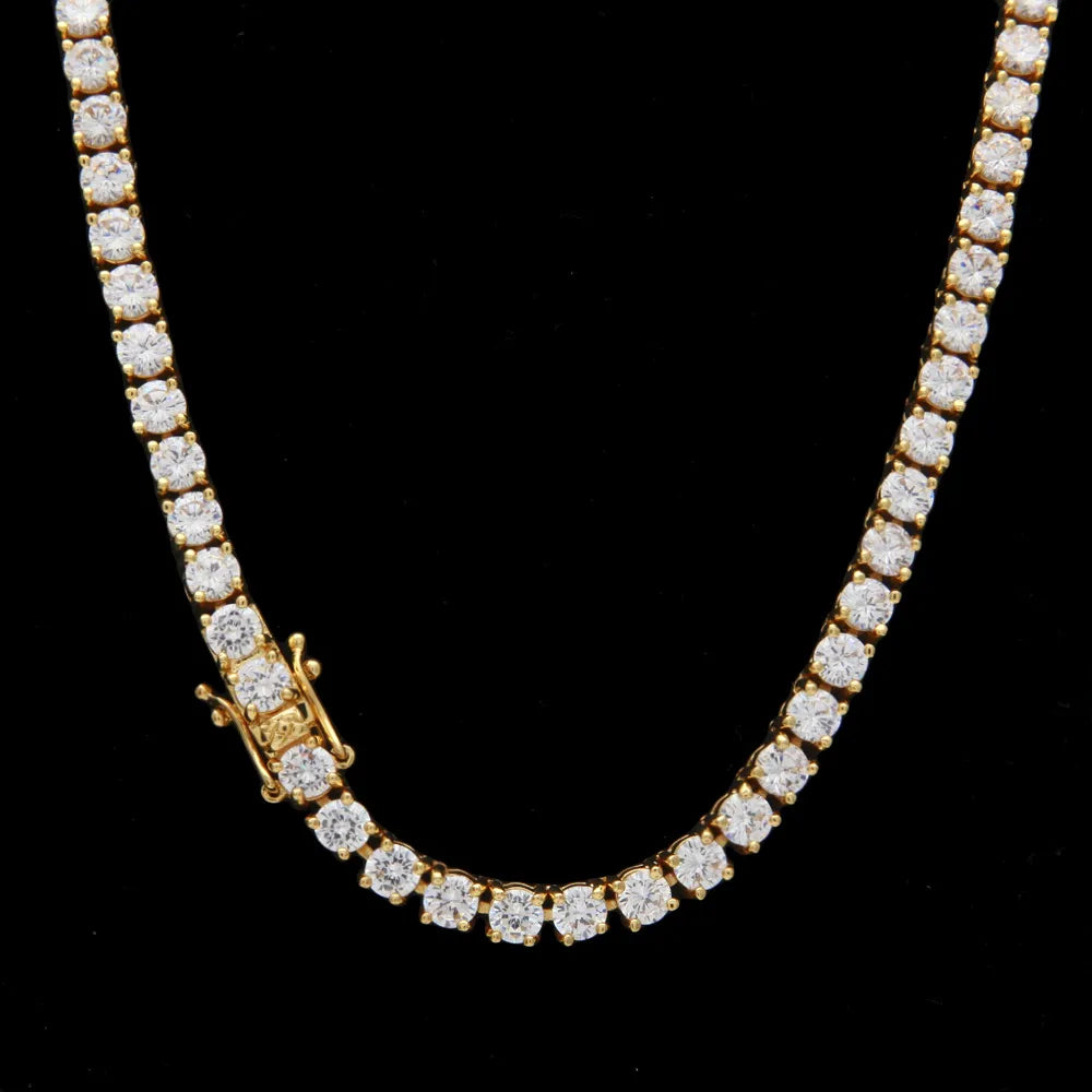 Classic 5mm Iced Out Tennis Chain Gold And Silver【A145】