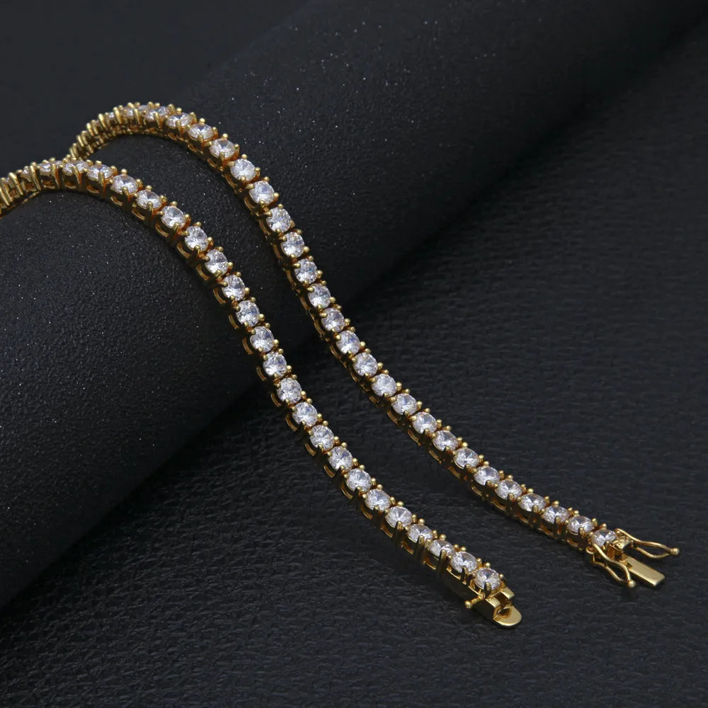 Classic 5mm Iced Out Tennis Chain Gold And Silver【A145】